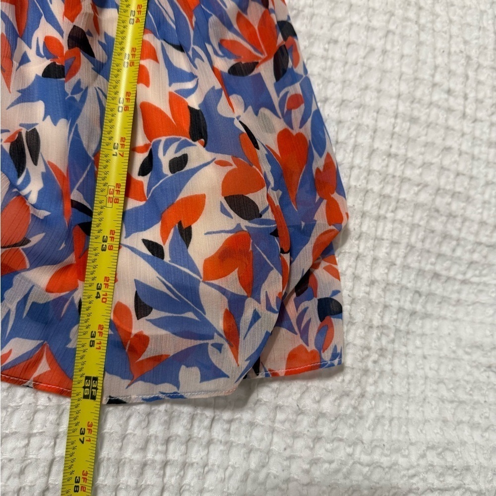 NWT LAUREN RALPH LAUREN CRINKLED GEORGETTE DRESS FLORAL BLUE RED WHITE SIZE 4 - Picture 8 of 8